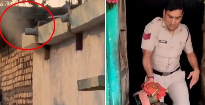 Bilaspur News: Flames were coming out of the cylinder... Chhattisgarh's brave policeman showed understanding... watch video