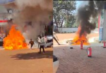 पेट्रोल पंप पर बड़ा हादसा टला, साल्हेवारा में बाइक में लगी आग से मचा हड़कंप