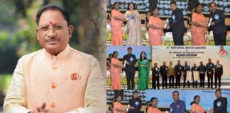 राष्ट्रपति द्रौपदी मुर्मू ने छत्तीसगढ़ को राष्ट्रीय जल पुरस्कार से सम्मानित किया जल संचय और जनभागीदारी में राज्य ने दिखाया उत्कृष्ट प्रदर्शन