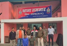 महिला पुलिसकर्मी से बदसलूकी पर तमनार पुलिस की सख्त कार्रवाई, 5 आरोपी गिरफ्तार