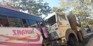 जशपुर में बस और हाईवा की जोरदार भिड़ंत, कई यात्री घायल