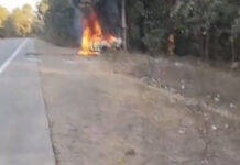 चलती कार में लगी भीषण आग, चालक ने कूदकर बचाई जान — कोरबा हाईवे पर हड़कंप