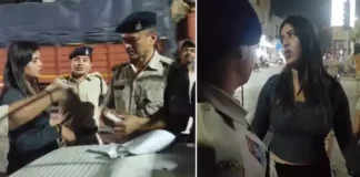 नशे में स्कूटी चला रही युवती ने किया बवाल, चेकिंग के दौरान पुलिस से उलझी, वीडियो वायरल