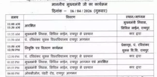 मुख्यमंत्री विष्णु देव साय का व्यस्त कार्यक्रम, नियुक्ति पत्र वितरण और SBI शाखा उद्घाटन में होंगे शामिल