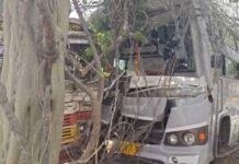 NH-30 पर बस-ट्रक की आमने-सामने टक्कर, 12 से ज्यादा यात्री घायल, चालक फंसा