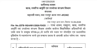 खाद्य विभाग में प्रशासनिक फेरबदल, कई जिलों के अधिकारियों को नई जिम्मेदारी