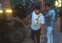 नेशनल हाईवे पर टैंकर-ट्रक की भीषण भिड़ंत, दोनों चालक घायल, एक घंटे तक लगा जाम
