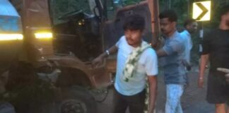 नेशनल हाईवे पर टैंकर-ट्रक की भीषण भिड़ंत, दोनों चालक घायल, एक घंटे तक लगा जाम