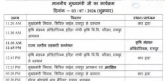 आज रायपुर में व्यस्त रहेंगे मुख्यमंत्री विष्णुदेव साय, तीन प्रमुख कार्यक्रमों में करेंगे शिरकत