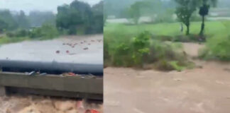 भारी बारिश में नदी में बह गए हजारों एलपीजी सिलेंडर, प्रशासन ने लोगों को किया सतर्क