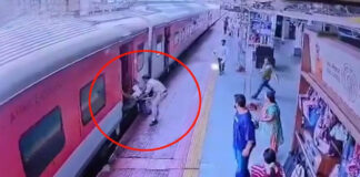 चलती ट्रेन में चढ़ना पड़ा भारी, आरपीएफ जवान की सूझबूझ से यात्री की बची जान