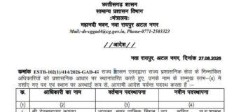 छत्तीसगढ़ में प्रशासनिक फेरबदल, 6 अफसरों के तबादले ,सामान्य प्रशासन विभाग ने जारी किया आदेश, दिप्ती गौते को मिली CGPSC परीक्षा नियंत्रक की अहम जिम्मेदारी